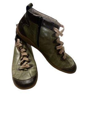 Remonte Tex Green Leather Lace-Up Ankle Boots - Size 41